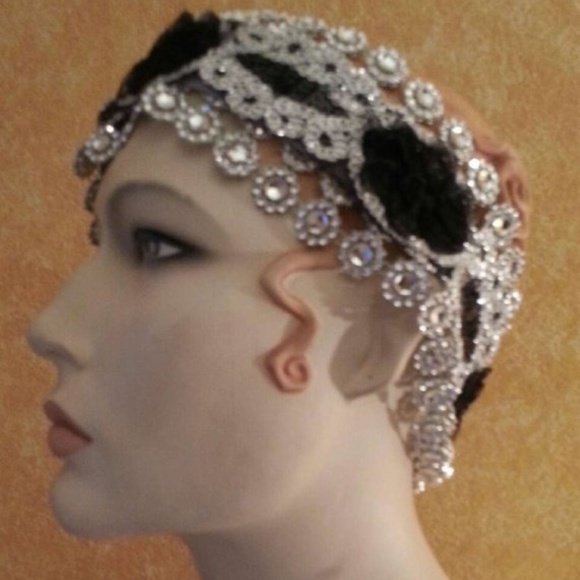 Gatsby Silver & Black Illusion Jewel Headband